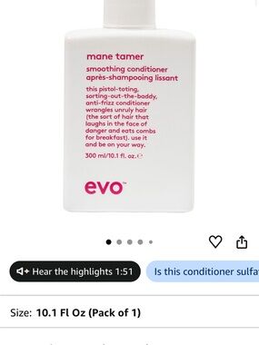 evo Mane Tamer Smoothing Conditioner — White Bottle with Pink Text